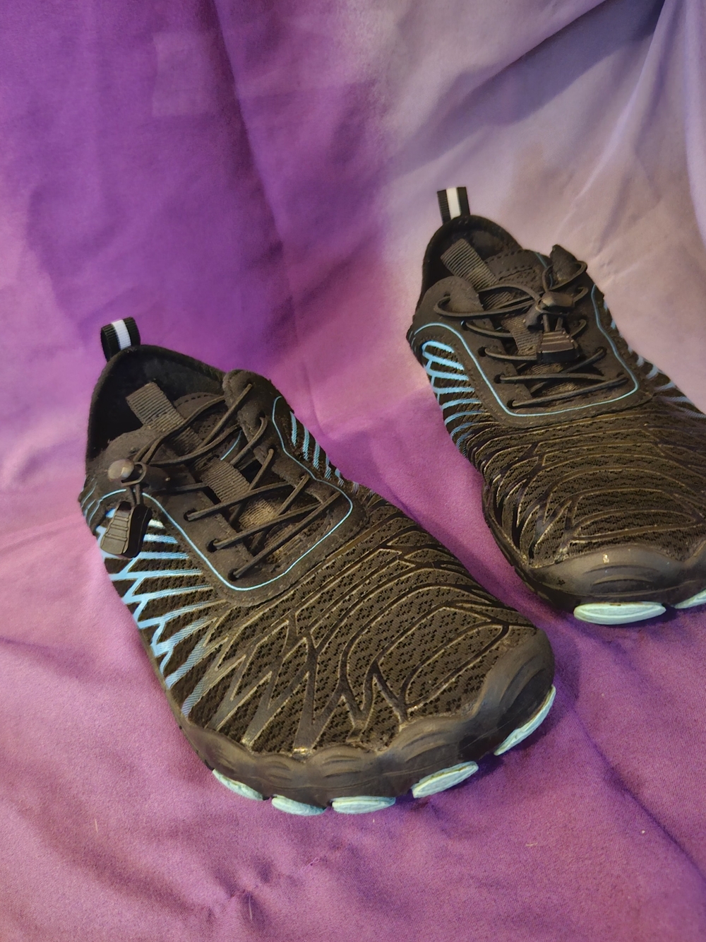 Black  Hiking Shoes with Light Blue Accents